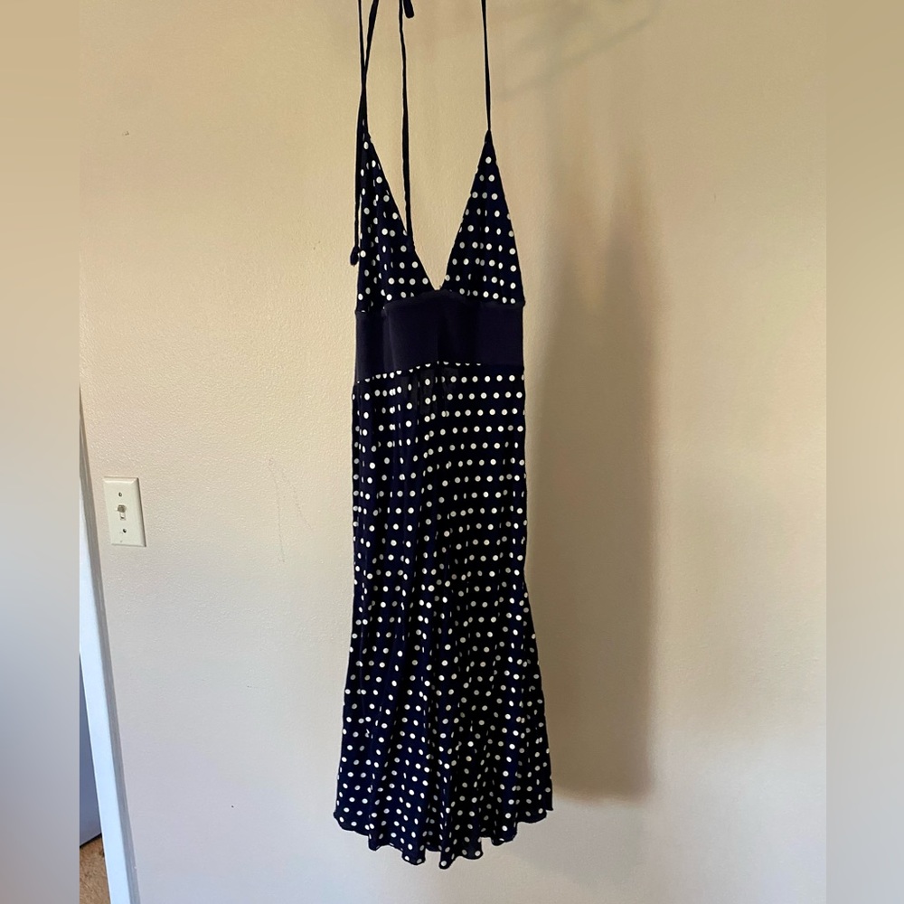 Mini navy blue polka dot dress